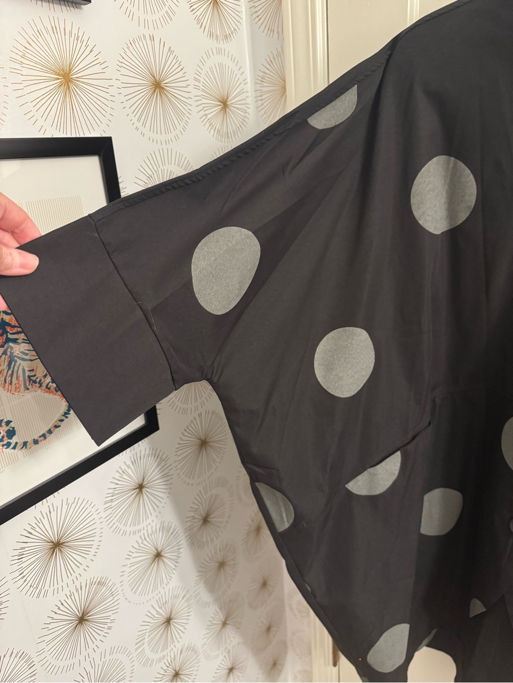 Kate Hewko Black Polka Dot Cocoon Coat - Picture 7 of 10